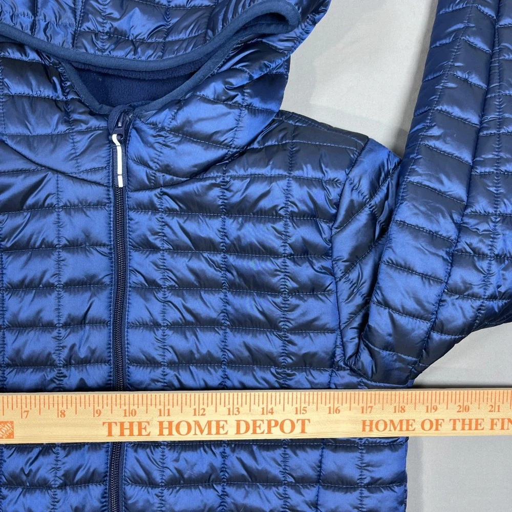 Cat &‎ Jack Youth Full Zip Hooded Fleece Quilted Puffer Jacket Glossy Blue Large